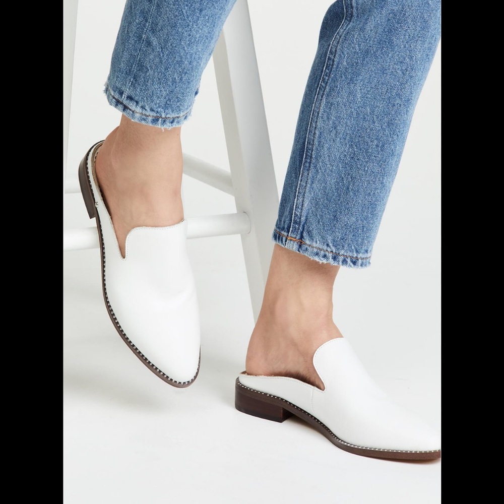 Sam Edelman White Pointed Slip-On Mules